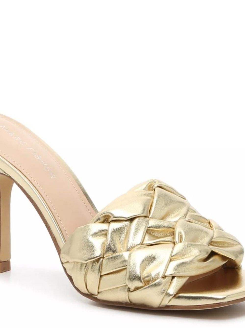 Marc Fisher Metallic Gold Braided Leather Mule